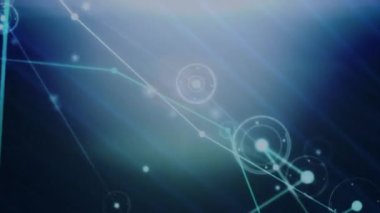 Siyah arkaplan üzerindeki bağlantı ağlarının animasyonu. küresel bağlantılar, veri işleme ve dijital arayüz konsepti dijital olarak oluşturulmuş video.