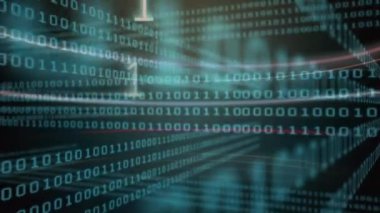 Siyah arkaplanda ikili kodlama animasyonu. küresel veri işleme, hesaplama ve dijital arayüz kavramı dijital olarak oluşturulmuş video.