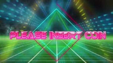 Lütfen dijital soyut boşluğa madeni para yerleştirin. bilgisayar, oyunlar ve teknoloji konsepti dijital olarak oluşturuldu.