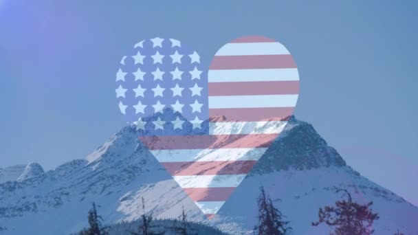 Animation Happy Martin Luther King Day Text American Flag Mountains — Stock Video