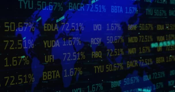 Animace Zpracování Finančních Údajů Černém Pozadí Globální Obchod Finance Digitální — Stock video