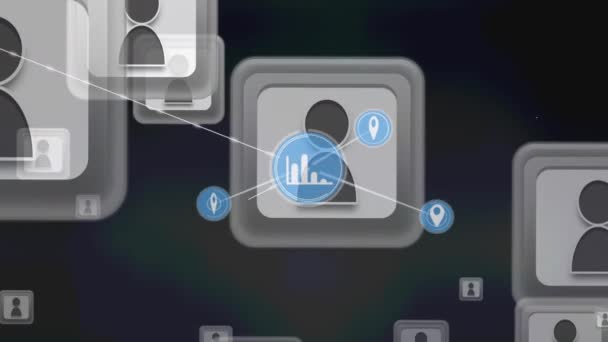 배경의 사용자에 네트워크 애니메이션 글로벌 네트워크 데이터 디지털 인터페이스 디지털 — 비디오