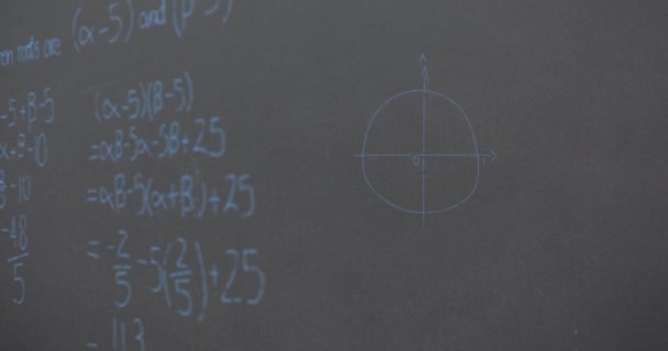 Animation Mathematischer Gleichungen Auf Grauem Hintergrund Globales Bildungs Verbindungs Datenverarbeitungs — Stockvideo