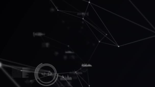Анимация Сетей Соединений Обработки Данных Черном Фоне Глобальные Подключения Обработка — стоковое видео
