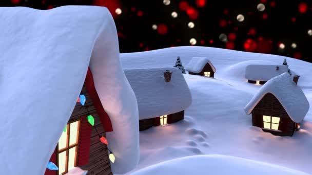 Animación Paisajes Invernales Con Casas Decoradas Sobre Fondo Negro Navidad — Vídeos de Stock