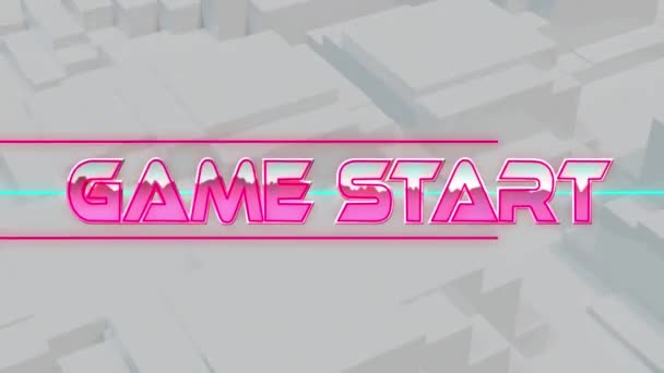 Animation Game Start Text Light Trails White Background Videojáték Szórakoztatás — Stock videók