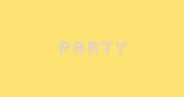 Animation Party Text Yellow Background Party Music Entertainment Concept Digitally — Stock Video