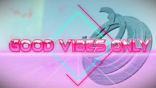 Animation Good Vibes Only Digital Colorful Abstract Space Computer Games — Stock Video