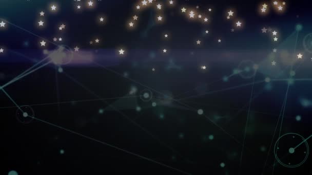 接続のネットワーク上の星のアニメーション クリスマス お祝い グローバル接続のコンセプトデジタルで生成されたビデオ — ストック動画