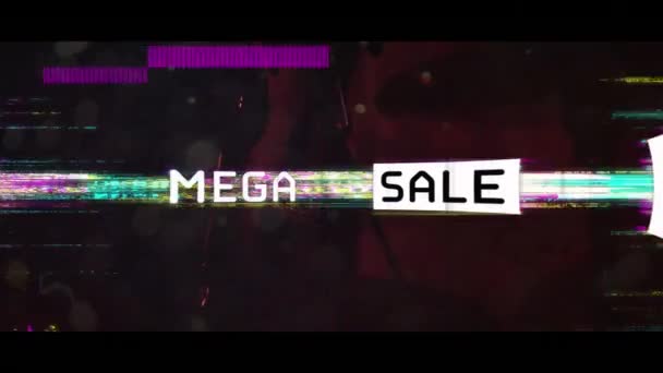 Animation Mega Sale Black White Text Colourful Distortion Rock Drummer — Stock Video