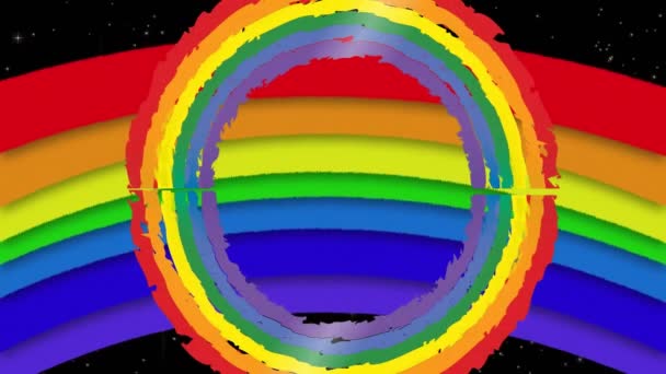 Gökkuşağı Arka Planında Gökkuşağı Kurdelesinin Animasyonu Lgbt Hakları Eşitlik Kavramı — Stok video