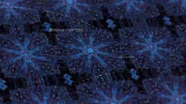 Animação Formas Caleidoscópicas Azuis Sobre Fundo Escuro Tecnologia Interface Digital — Vídeo de Stock