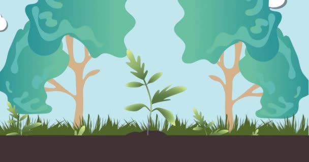 植物在树上生长的动画 可持续性 可再生能源 全球变暖和气候变化意识 — 图库视频影像
