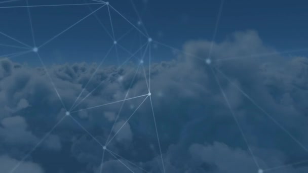 Анімація Мережі Єднань Над Хмарами Задньому Плані Глобальні Єднання Обробка — стокове відео