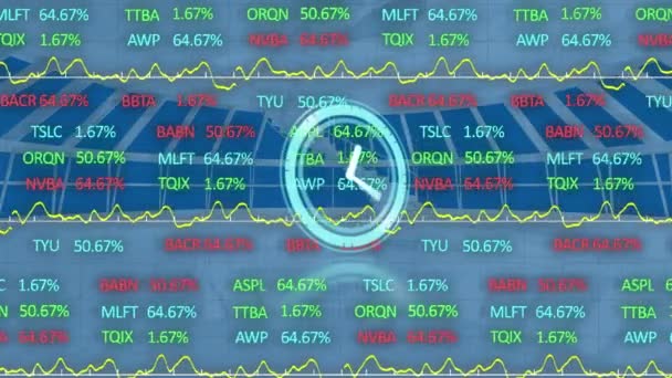 Animazione Orologio Movimento Elaborazione Dei Dati Finanziari Sopra Ufficio Background — Video Stock