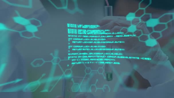 과학적 데이터 처리를 실험실의 과학자들을 애니메이션화 글로벌 데이터 디지털 인터페이스 — 비디오
