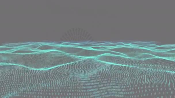 バイナリ符号化移動のデジタル海のアニメーション グローバルな科学 データ処理 デジタルインターフェースの概念はデジタルで生成されたビデオ — ストック動画
