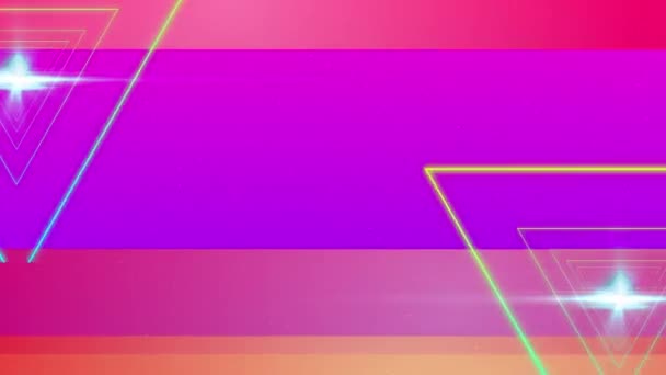 Анімація Рухомих Барвистих Фігур Геометричному Рожевому Помаранчевому Тлі Технологія Цифрового — стокове відео
