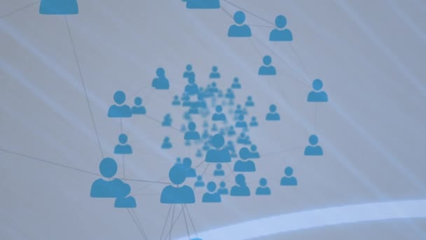 Анимация Сетей Соединений Иконками Белом Фоне Глобальные Подключения Обработка Данных — стоковое видео