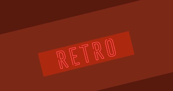 Animation Von Neon Retro Text Auf Rotem Hintergrund Party Musik — Stockvideo