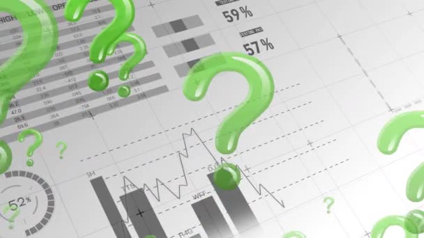 Animation Points Interrogation Verts Sur Les Statistiques Traitement Des Données — Video