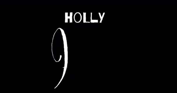 Animação Texto Holly Alegre Com Decorações Natal Fundo Preto Natal — Vídeo de Stock