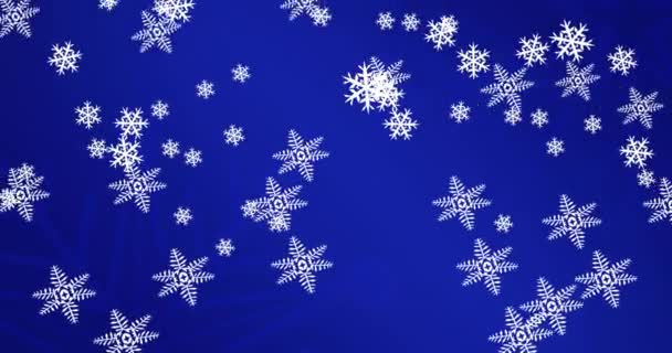 Animazione Palle Natale Fiocchi Neve Sfondo Blu Natale Tradizione Concetto — Video Stock