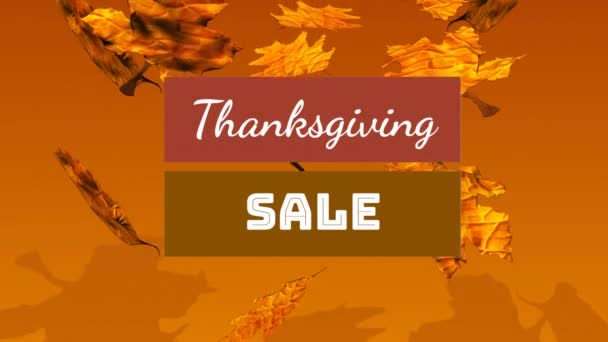 Animation Thanksgiving Sale Text Falling Leaves Holiday Sales Retail Celebration — Stock Video