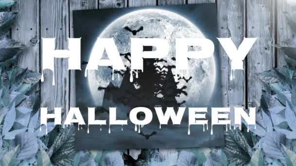 Halloween Fericit Efect Topire Împotriva Liliecilor Care Zboară Peste Pictura — Videoclip de stoc