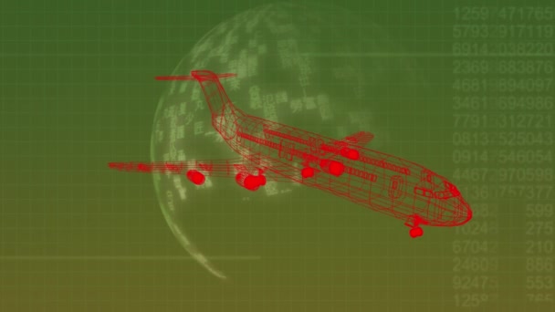 Animación Plano Digital Sobre Globo Procesamiento Datos Transporte Global Procesamiento — Vídeo de stock