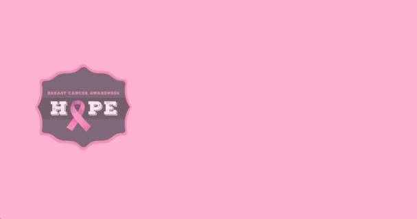Анімація Тексту Надії Рожевою Стрічкою Над Молодою Жінкою Концепція Позитивної — стокове відео