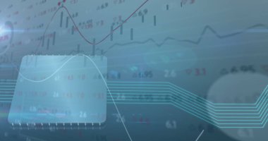 Bilgisayar çipi ve parlayan bağlantılar üzerinden finansal veri işleme görüntüsü. dijital arayüz küresel bağlantı ve finansal konsept dijital olarak oluşturulmuş görüntü.