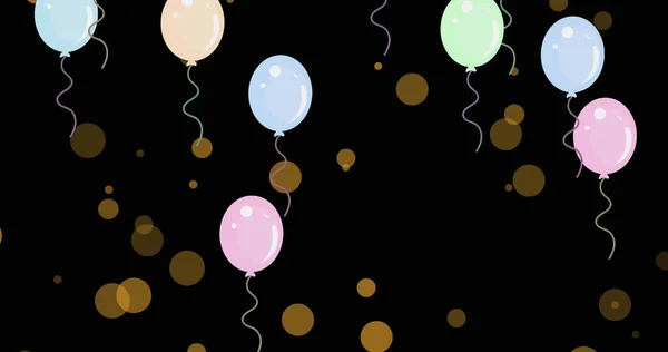Зображення Літаючих Золотих Крапок Барвистих Кульок Вечірка Свято Святкування Концепція — стокове фото