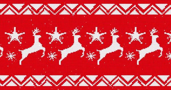 Изображение Белого Рождественского Рисунка Оленями Звездами Движущимися Бесшовной Петле Падающим — стоковое фото