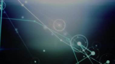 Siyah arkaplan üzerindeki bağlantı ağlarının animasyonu. küresel bağlantılar, veri işleme ve dijital arayüz konsepti dijital olarak oluşturulmuş video.