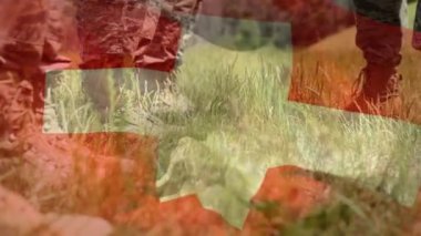 Düşük rütbeli askerlerin bayrağının dalgalanması. Silahlı kuvvetler, kamu savunması, vatanseverlik ve bağımsızlık kavramı dijital olarak oluşturulmuş video.