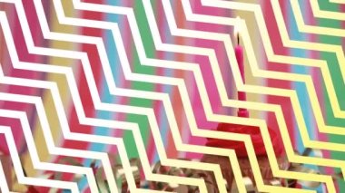 Renkli çizgili arka planda bir kekin üzerinde yanan mum üzerindeki sembol deseni dizaynı. doğum günü, parti ve kutlama konsepti