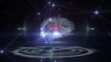Siyah arka planda bağlantı ağının ve veri işleme ağının animasyonu. küresel iş, bağlantılar ve dijital arayüz konsepti dijital olarak oluşturulmuş video.