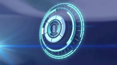 Bulanık arkaplanda ışık izi üzerinde geri sayım yaparak güvenli bir şekilde kilitlenme animasyonu. küresel iletişim, veri paylaşımı ve dijital arayüz kavramı, dijital olarak oluşturulmuş video.