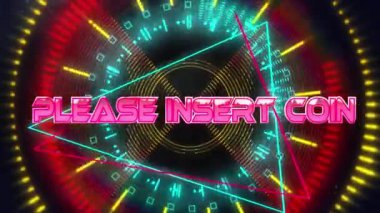 Lütfen dijital soyut boşluğa madeni para yerleştirin. bilgisayar, oyunlar ve teknoloji konsepti dijital olarak oluşturuldu.