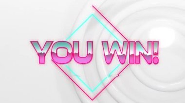 Animasyonunuz beyaz arka plandaki ışık izlerini geçerek metni kazanıyor. Video oyunu, eğlence ve dijital arayüz kavramı dijital olarak oluşturuldu.