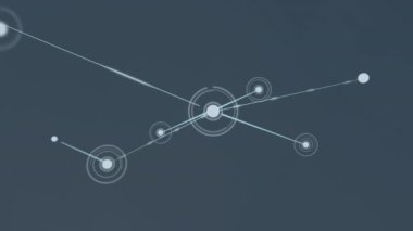 Gri arkaplan ile bağlantı ağının dijital animasyonu. küresel ağ oluşturma ve bağlantı teknolojisi kavramı