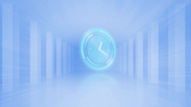 Mavi dijital arkaplanda ilerleyen saatin animasyonu. zaman ve teknoloji konsepti dijital olarak oluşturulmuş video.