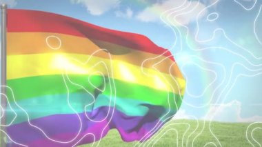 Gökkuşağı bayrağı üzerinde hareket eden beyaz çizgilerin animasyonu. lgbtq gurur ve eşitlik kutlaması konsepti dijital olarak oluşturulmuş video.