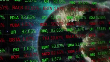 Borsa ekranında dünya ile bağlantılı finansal veri ağının animasyonu. küresel ağlar, bağlantılar, finans ve dijital arayüz kavramı dijital olarak oluşturulmuş video.