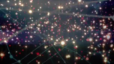 Bağlantı ağı üzerinden parlayan noktaların animasyonu. Noel, gelenek, kutlama ve küresel bağlantılar konsepti dijital olarak oluşturulmuş video.