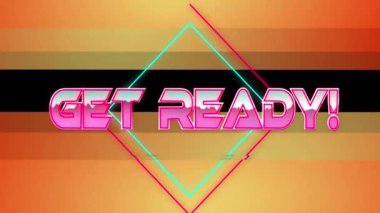 Işık yollarının üzerinde hazır metin ve siyah arkaplanda turuncu çerçeve animasyonu. Video oyunu, eğlence ve dijital arayüz kavramı dijital olarak oluşturuldu.