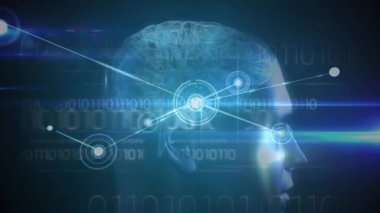 Bağlantı ağlarının animasyonu ve siyah arkaplan üzerinden tıbbi veri işleme. küresel tıp, bağlantılar, veri işleme ve dijital arayüz kavramı dijital olarak oluşturulmuş video.