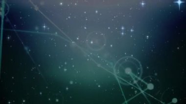 Bağlantı ağı üzerinden yıldızların animasyonu. Noel, gelenek, kutlama ve küresel bağlantılar konsepti dijital olarak oluşturulmuş video.