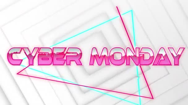 Animation Des Cyber Monday Textes Über Leichte Spuren Auf Weißem — Stockvideo